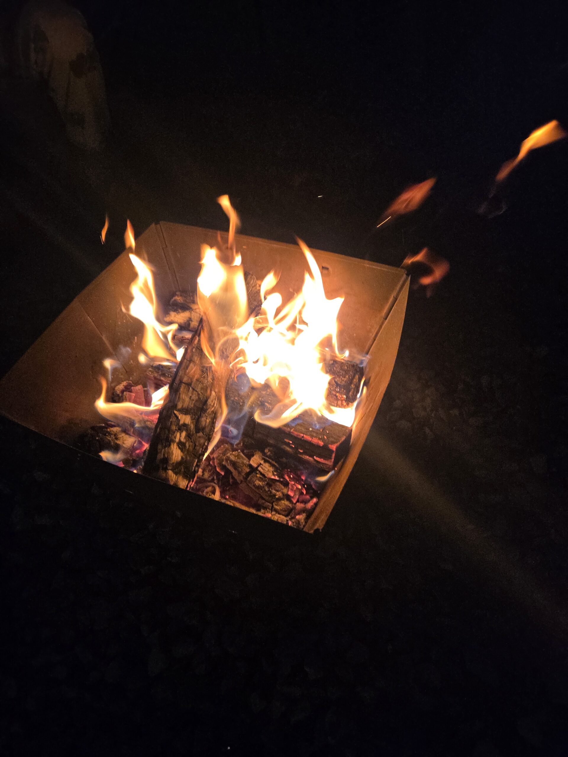 Bonfire box at Naepo Camping Square campsite at night