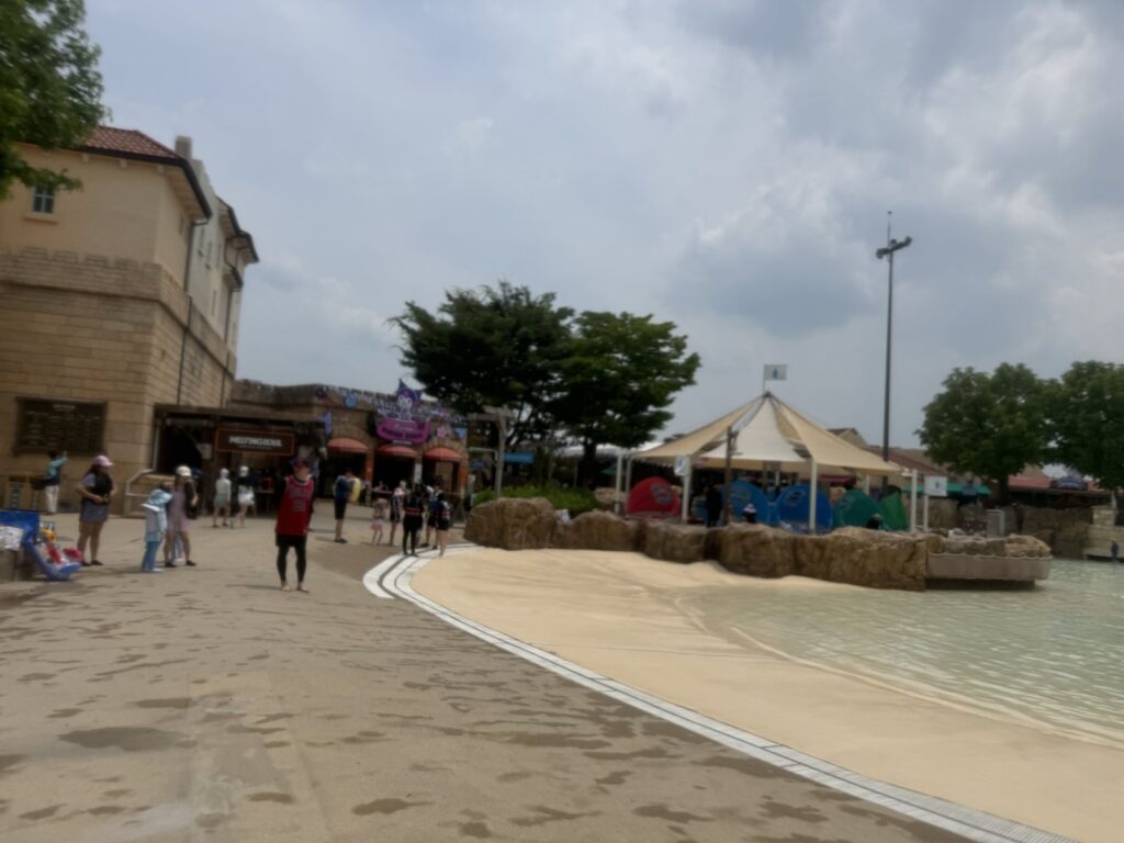 Lazy river at Caribbean Bay with kids on a calm loop