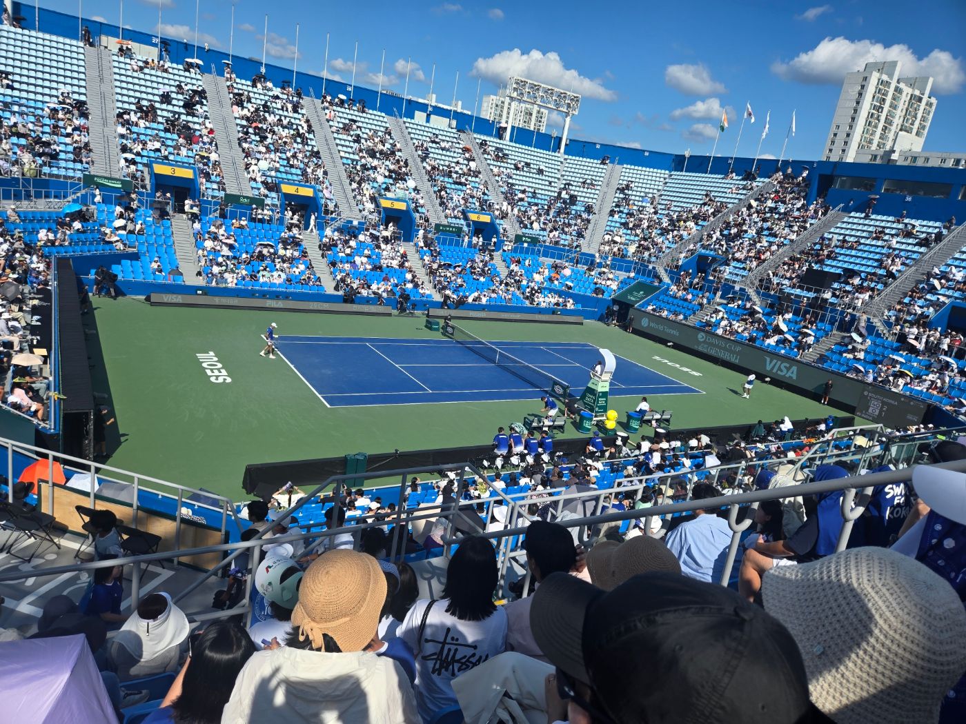 Korea vs India singles match viewed from Section 46 on the 2nd level